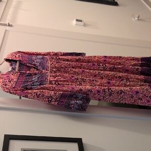 Floral Midi Dress in Pink and Purple